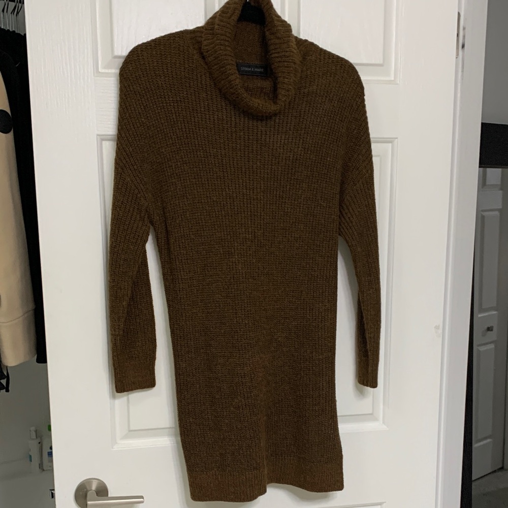 Cozy Brown Storm & Marie Turtleneck Sweater